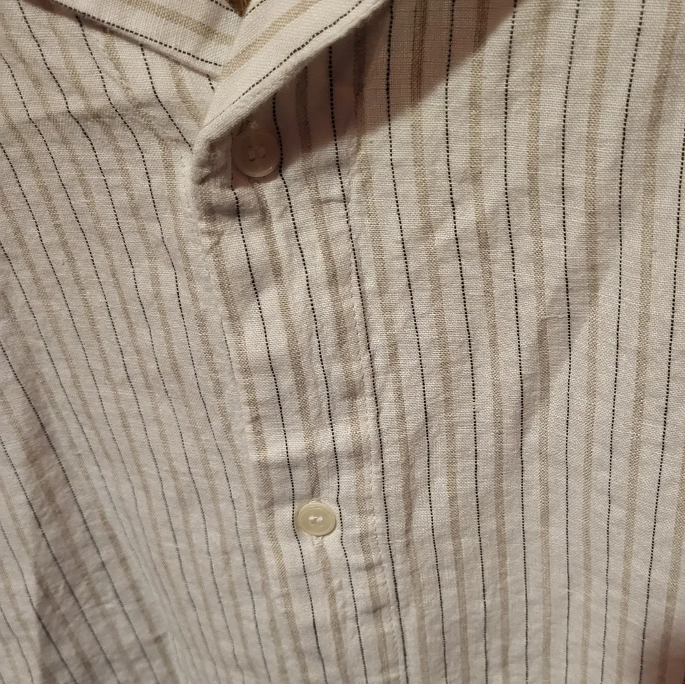 Banana Republic Relaxed Fit Linen Blend Short Sleeve Button Shirt Cream Size XL